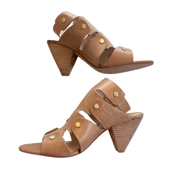 Vince Camuto Ekerd Tan Leather Ankle Strap Cone Heel Sandal Size 8 - Picture 3 of 10